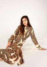 FARM RIO-DRESS-SAND YAWANAWA VANAHU LENZIN ECOVER VISCOSE DRESS-JUST BRAZIL