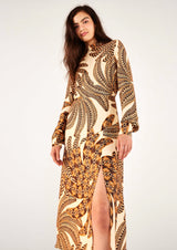 FARM RIO-DRESS-SAND YAWANAWA VANAHU LENZIN ECOVER VISCOSE DRESS-JUST BRAZIL