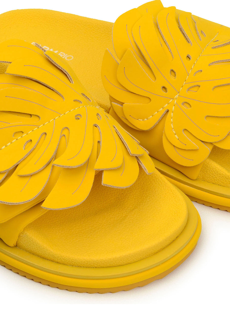 Yellow Monstera Anatomic Slide Sandal