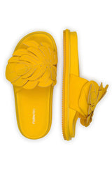 Yellow Monstera Anatomic Slide Sandal