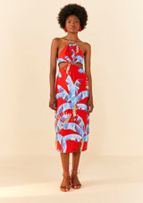 Farm Rio-Sweet Jungle Red Cut Out Midi Dress-Justbrazil