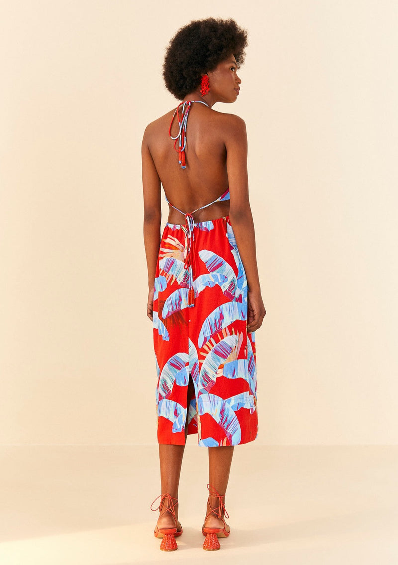 Farm Rio-Sweet Jungle Red Cut Out Midi Dress-Justbrazil