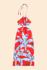 Farm Rio-Sweet Jungle Red Cut Out Midi Dress-Justbrazil