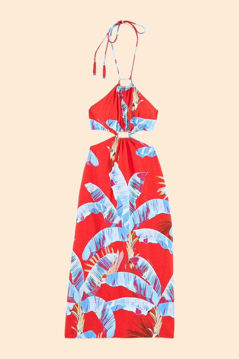 Farm Rio-Sweet Jungle Red Cut Out Midi Dress-Justbrazil