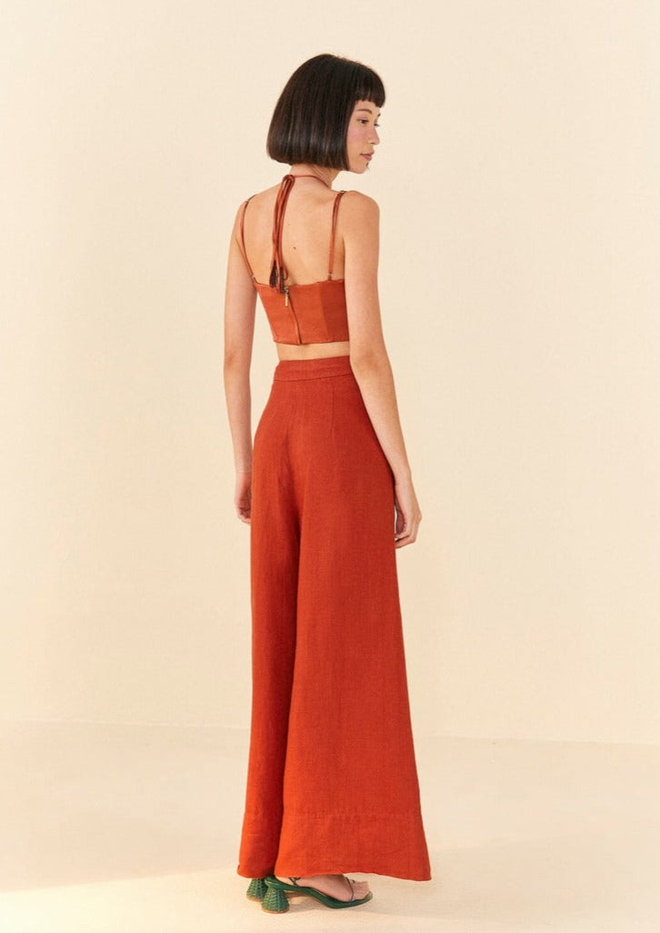 Farm Rio-Brown Wide Leg Pants-Justbrazil