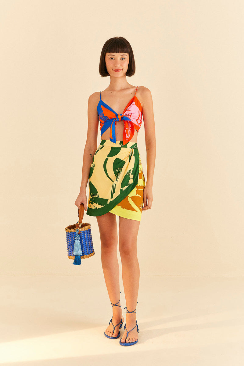 Farm Rio-Mixed Rainbow Toucans Mini Skirt-justbrazil