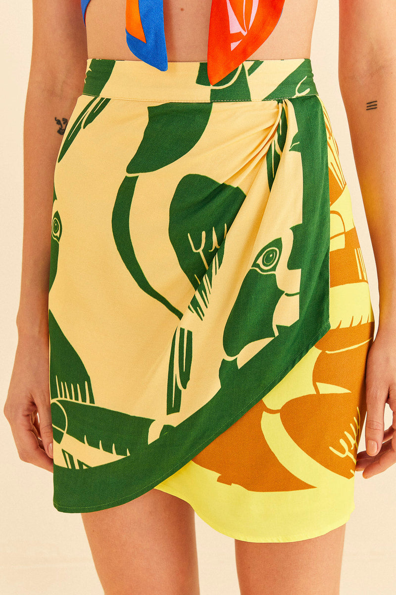 Farm Rio-Mixed Rainbow Toucans Mini Skirt-justbrazil