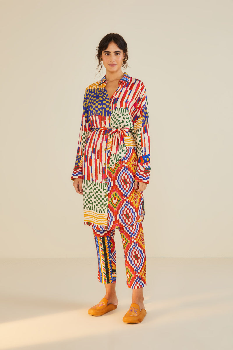 Farm Rio-Mixed Stripes Tapestry Multicolor Pants-Justbrazil