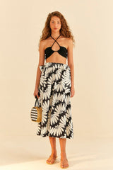 Farm Rio-Copacabana Black Bow Midi Skirt-Justbrazil