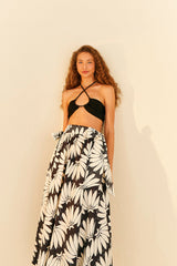 Farm Rio-Copacabana Black Bow Midi Skirt-Justbrazil