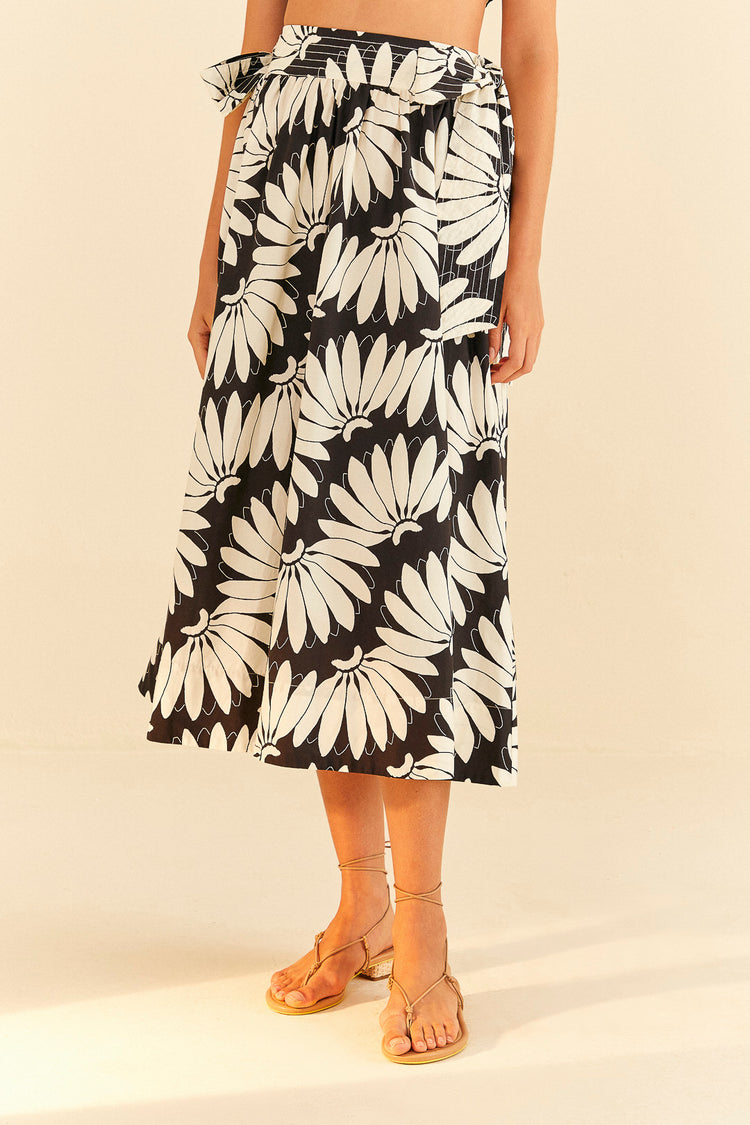 Farm Rio-Copacabana Black Bow Midi Skirt-Justbrazil