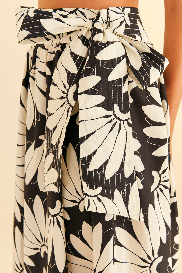 Farm Rio-Copacabana Black Bow Midi Skirt-Justbrazil