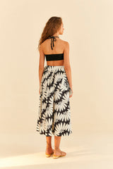 Farm Rio-Copacabana Black Bow Midi Skirt-Justbrazil