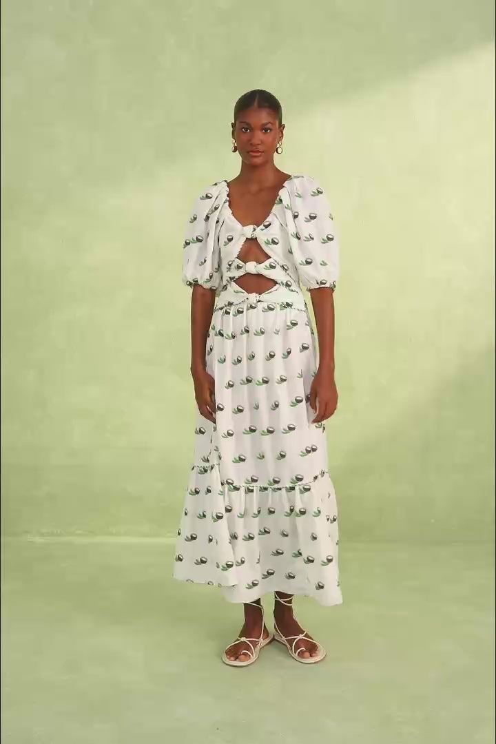 Farm Rio-Dress-Cross Stitch Coconut Embroidered Midi Dress-Just Brazil