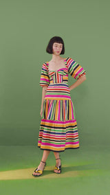 Rainbow Stripes Midi Dress