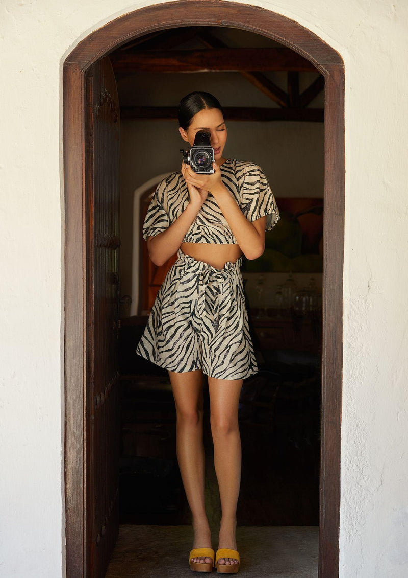 Wildwood-Stroll Black Zebra Shorts-Shorts-Justbrazil