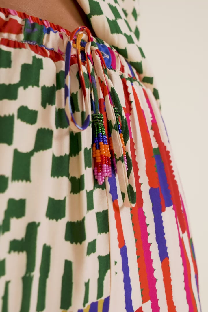 Farm Rio-Mixed Stripes Tapestry Multicolor Pants-Justbrazil