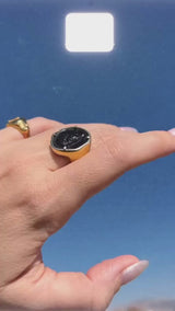 Hermis Head Onyx Ring