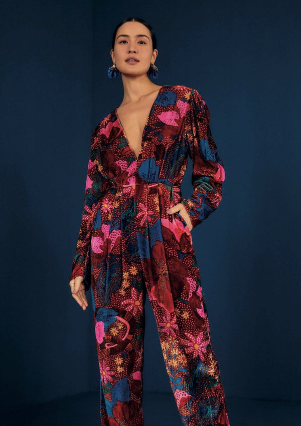 FARM RIO-JUMPSUIT-SNAKE GARDEN RED JUMPSUIT-JUST BRAZIL