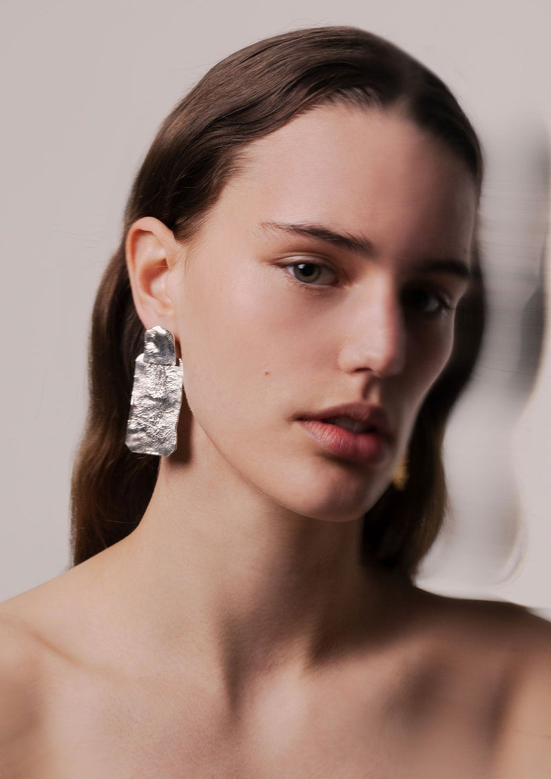 Hermina-Standing Stone Silver Earrings-Justbrazil