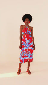 Farm Rio-Sweet Jungle Red Cut Out Midi Dress-Justbrazil