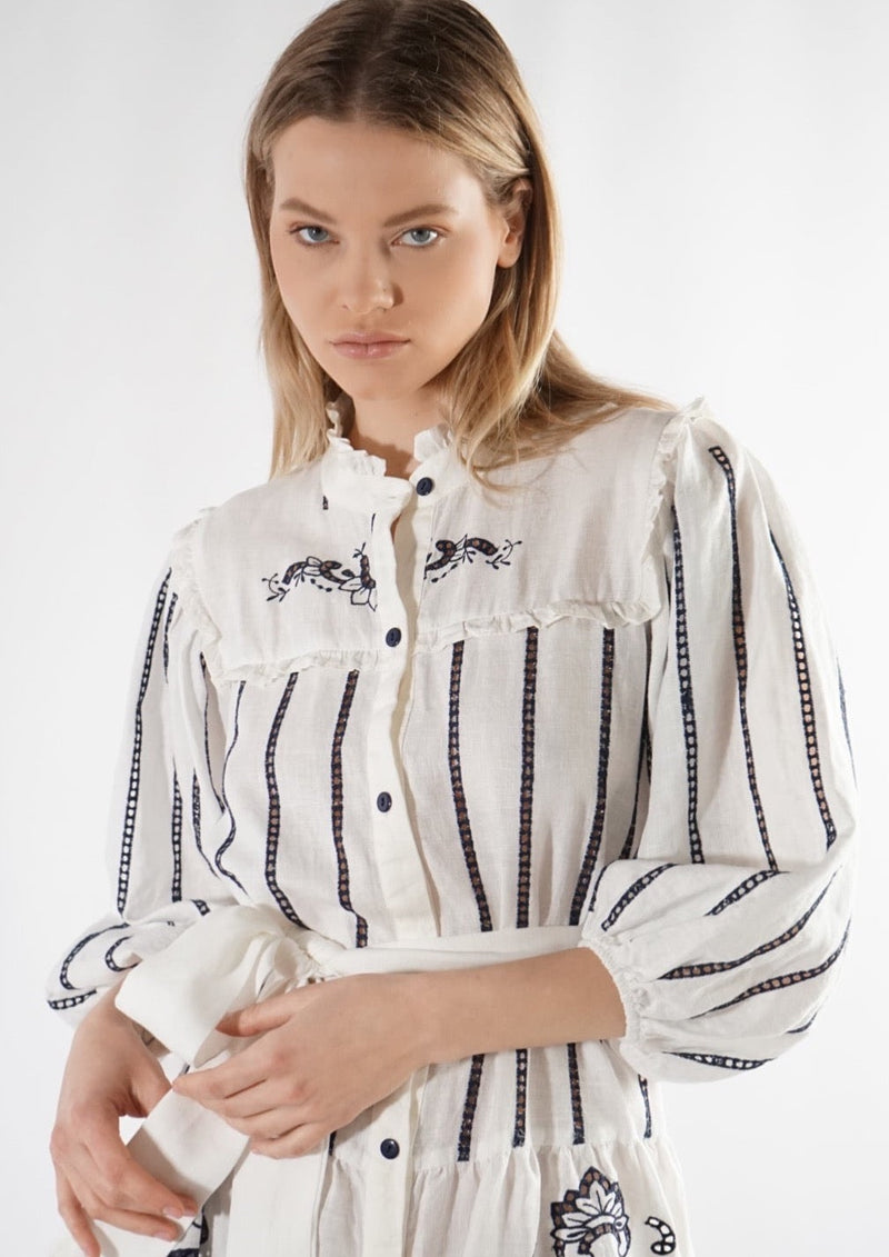 Alekra White Blue Dress