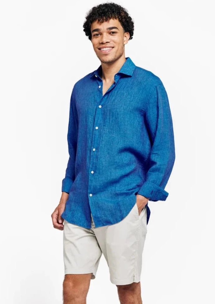 Antonio Linen Shirt Lake Blue