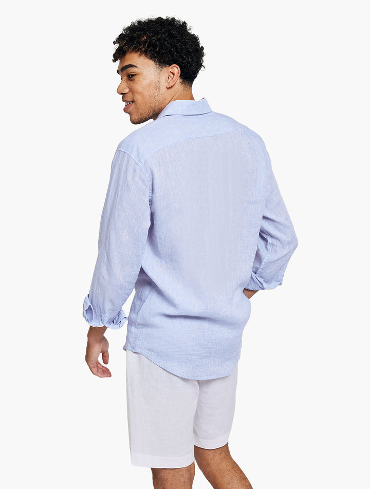 Frescobol-Antonio Linen Shirt Baby Blue-Shirt-Justbrazil