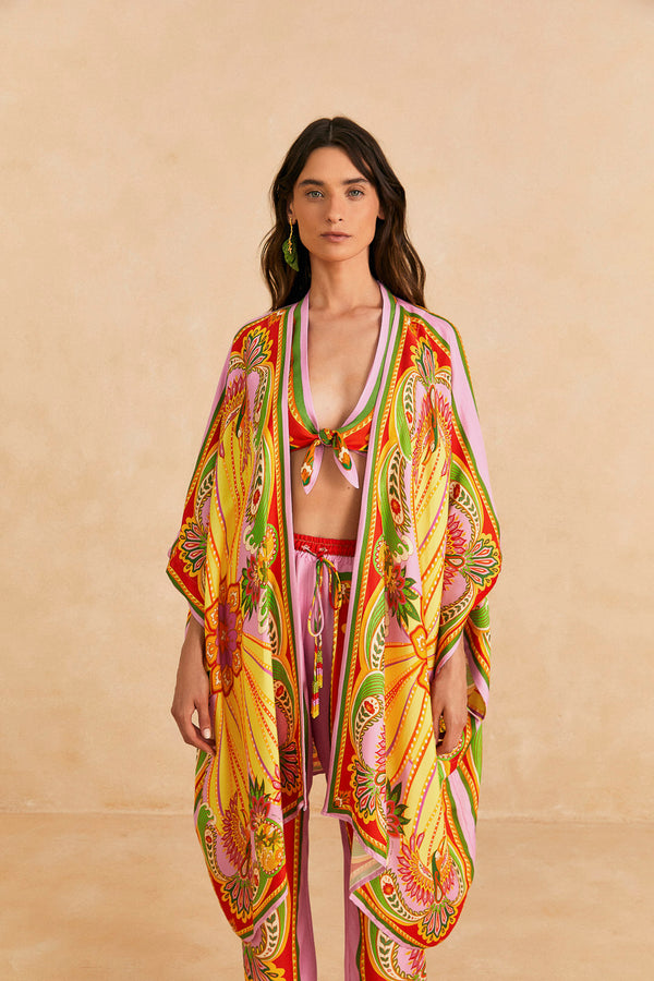 Farm Rio-Kimono-Beach Toucans Scarf Multi Kimono-Just Brazil