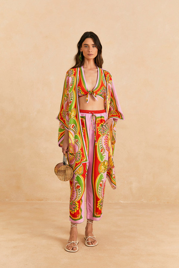 Farm Rio-Trousers-Beach Toucans Scarf Multi Pants-Just Brazil