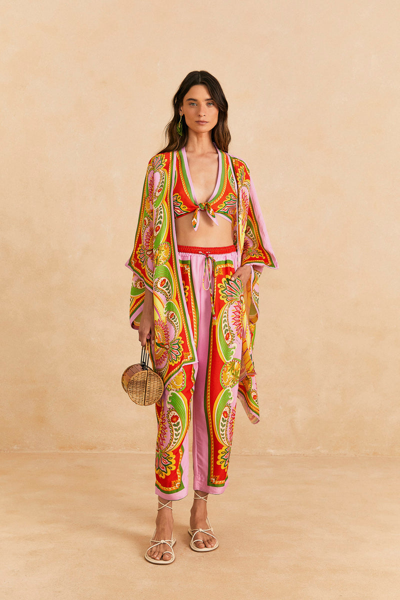 Farm Rio-Trousers-Beach Toucans Scarf Multi Pants-Just Brazil