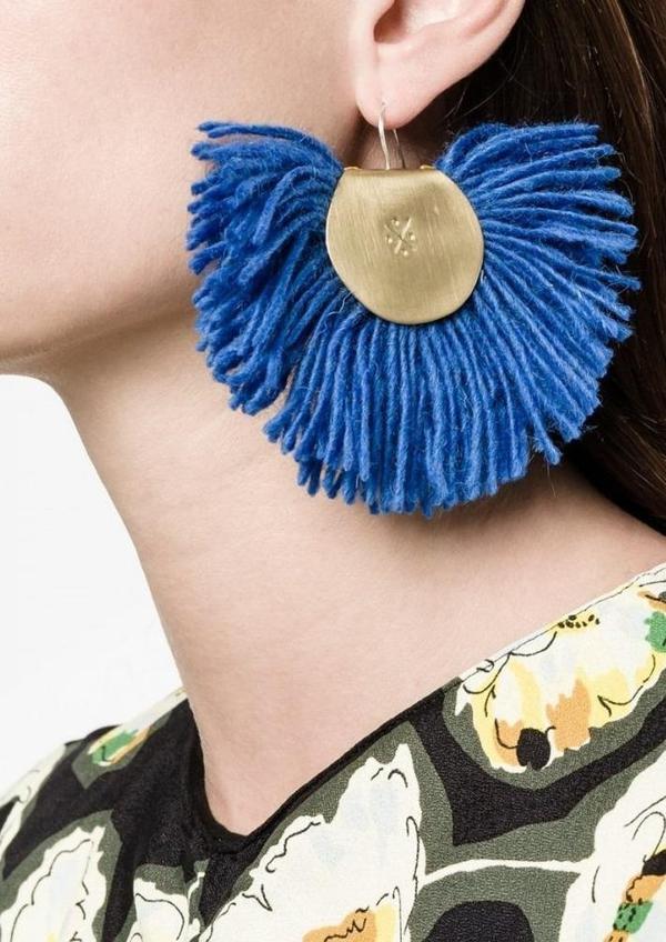 BLUE HAND FAN EARRINGS KATERINA MAKRIYIANNI JUST BRAZIL