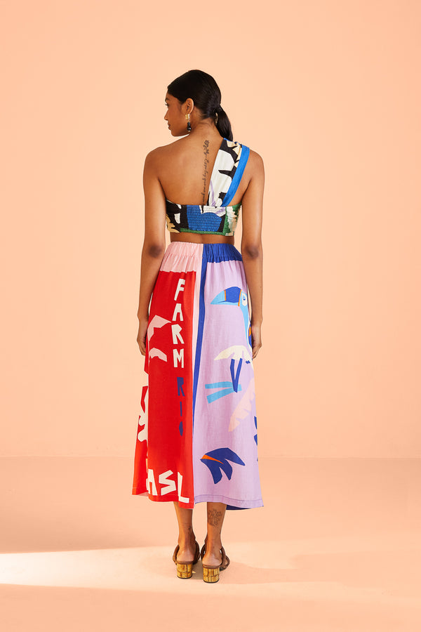 Farm Rio-Skirt-Brasil Bahia Scarves Midi Skirt-Just Brazil
