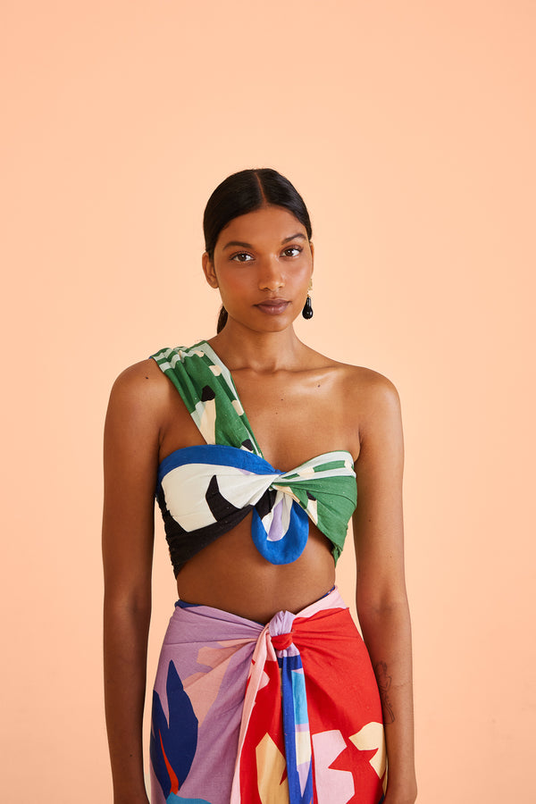 Farm Rio-Top-Brasil Bahia Scarves Multicolor Crop Top-Just Brazil