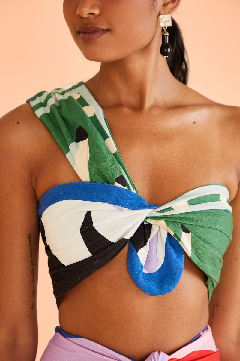 Farm Rio-Top-Brasil Bahia Scarves Multicolor Crop Top-Just Brazil