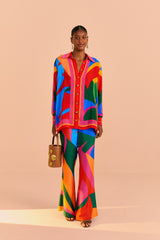 Farm Rio-Shirt-Colorful Leaves Long Sleeve Shirt-Just Brazil