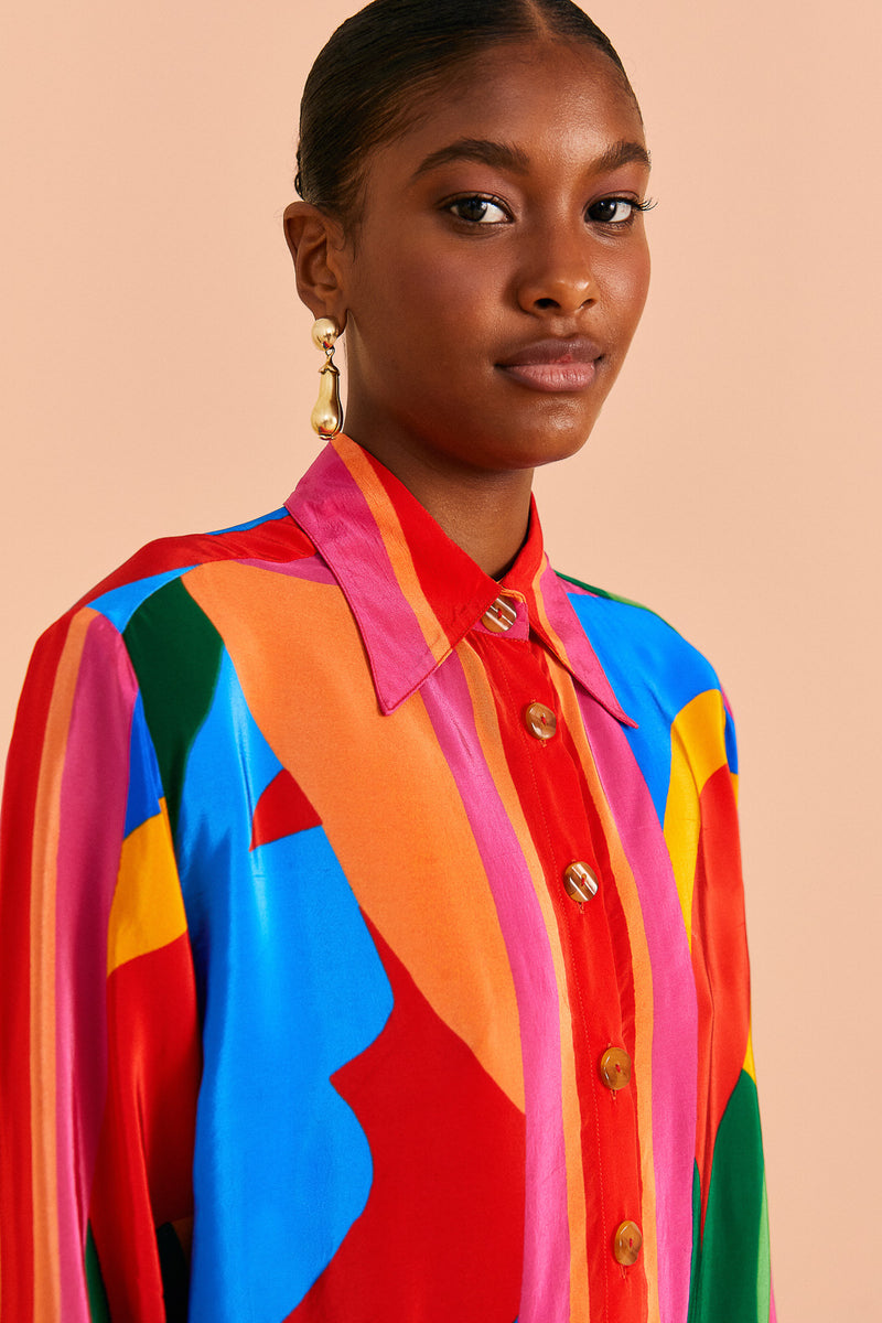 Farm Rio-Shirt-Colorful Leaves Long Sleeve Shirt-Just Brazil
