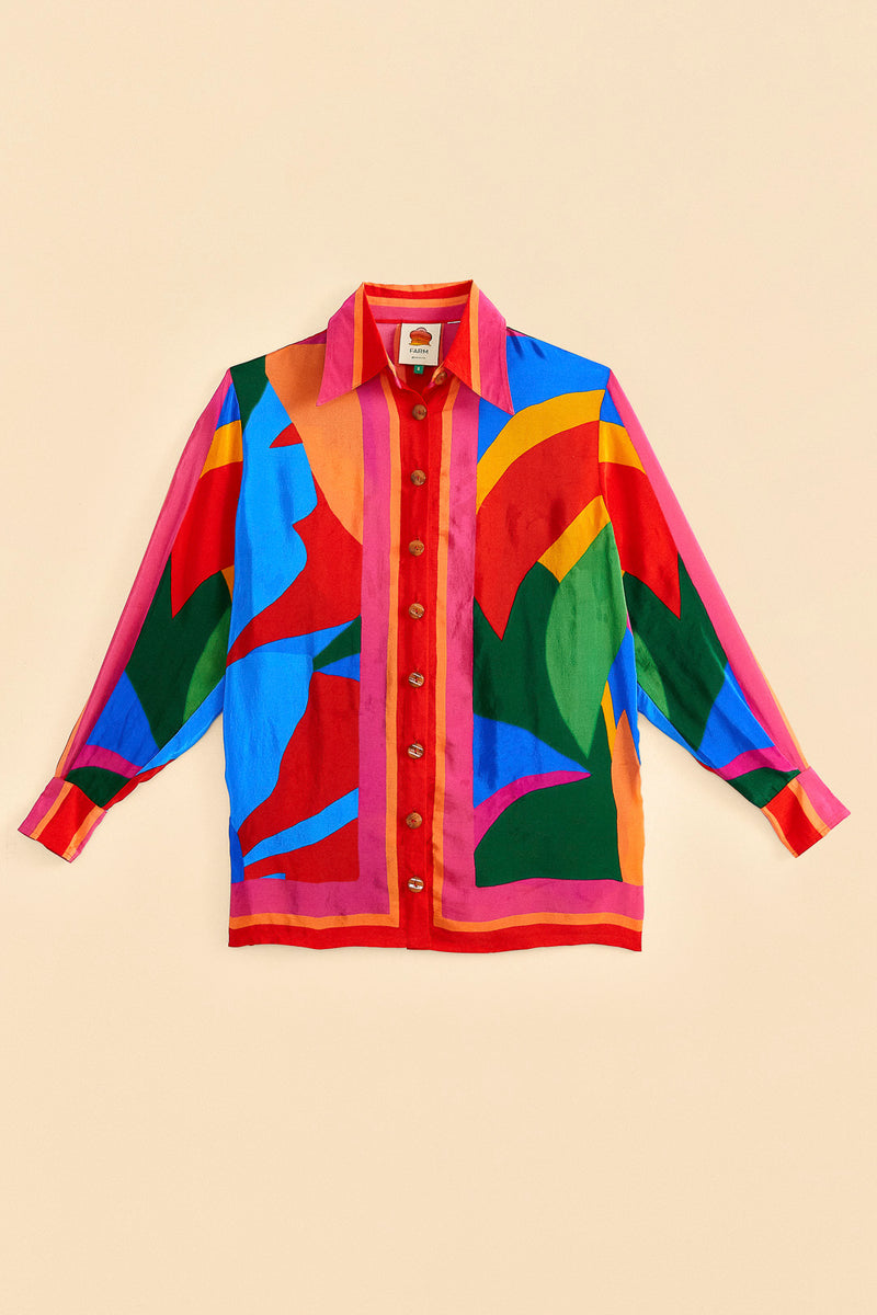 Farm Rio-Shirt-Colorful Leaves Long Sleeve Shirt-Just Brazil