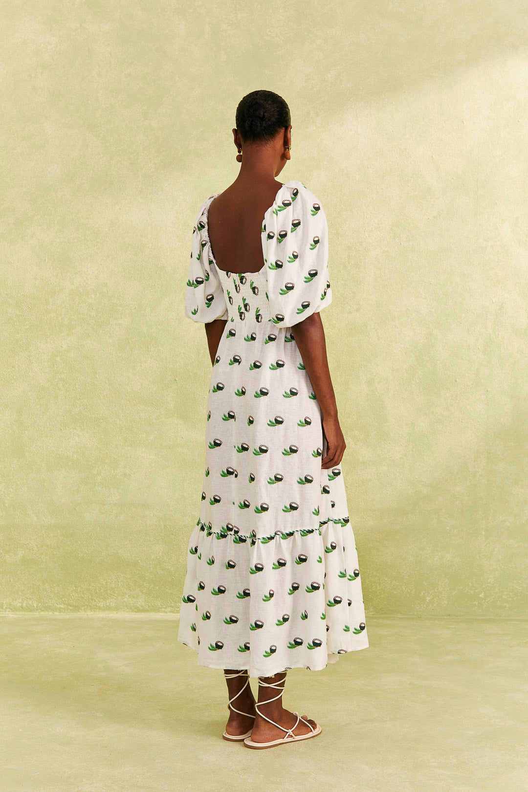 Farm Rio-Dress-Cross Stitch Coconut Embroidered Midi Dress-Just Brazil