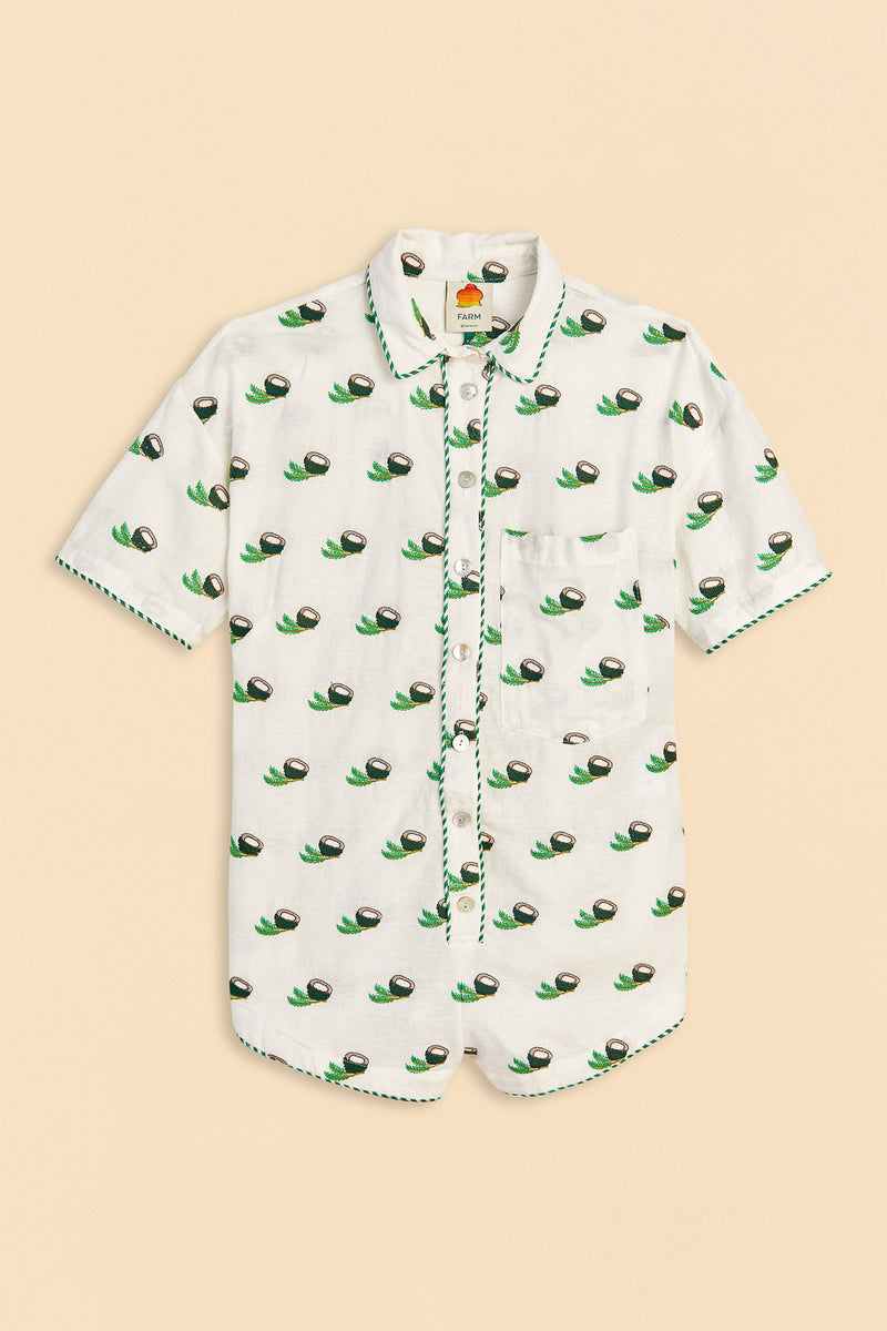 Farm Rio-Jumpsuit-Cross Stitch Coconut Embroidered Romper-Just Brazil