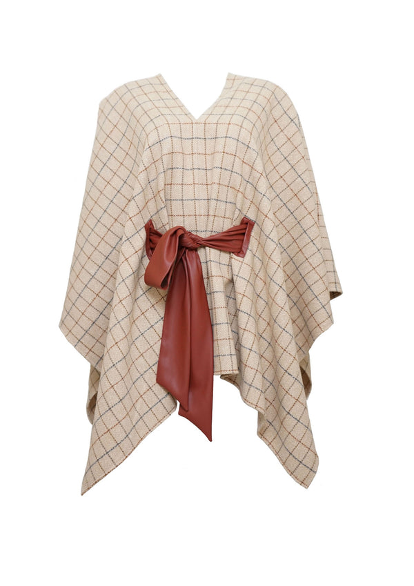 GALERIA AW21-COBBA BEIGE KARO PONCHO JUST BRAZIL 