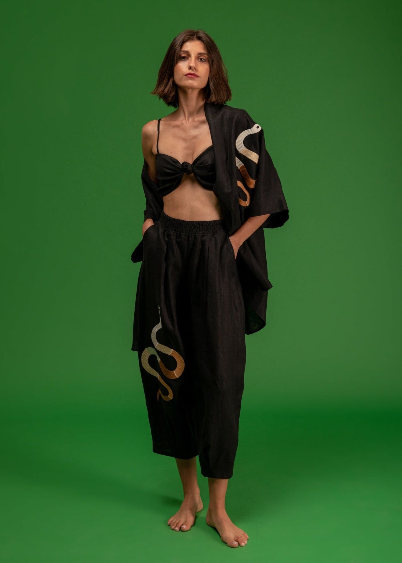 Galeria-Wasabi Black Snake Blouse-Justbrazil
