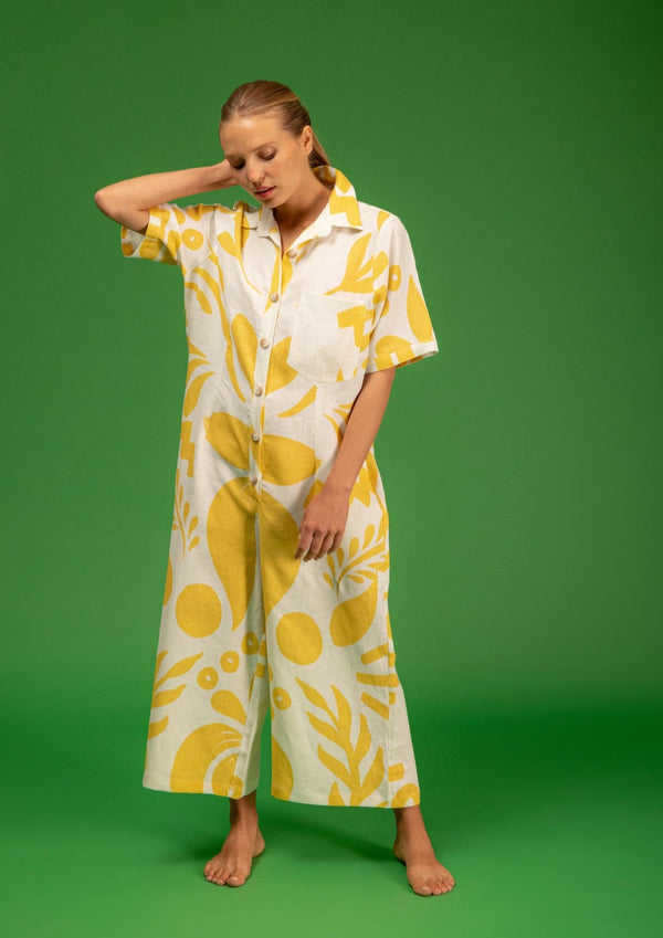 Galeria-Gavea Yellow Flower Jumpsuit-Justbrazil