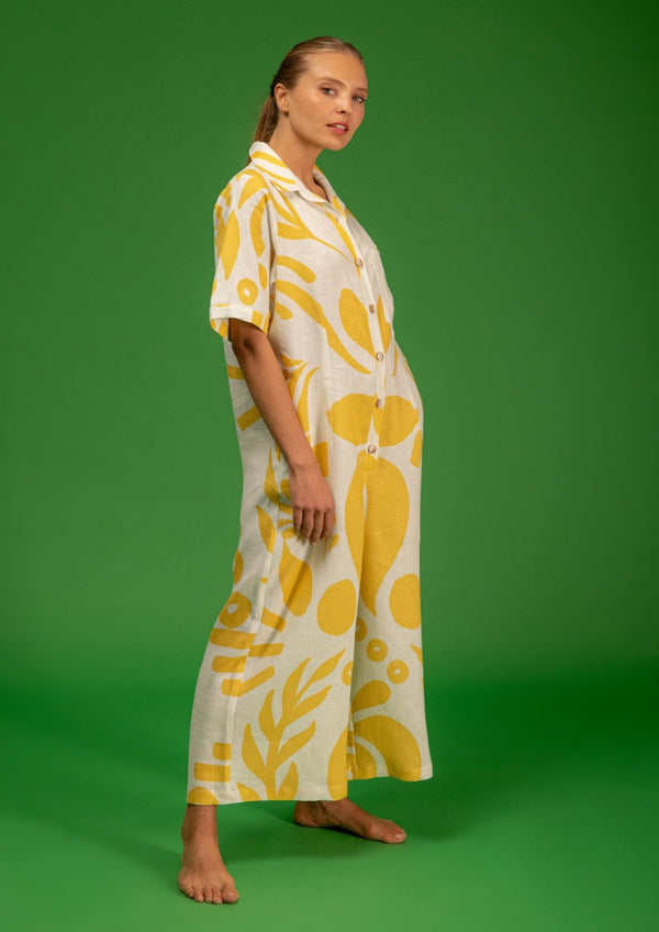 Galeria-Gavea Yellow Flower Jumpsuit-Justbrazil