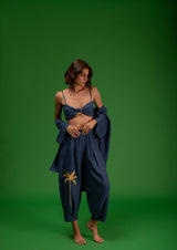 Galeria-Wasabi Navy Blue Palm Blouse-Justbrazil