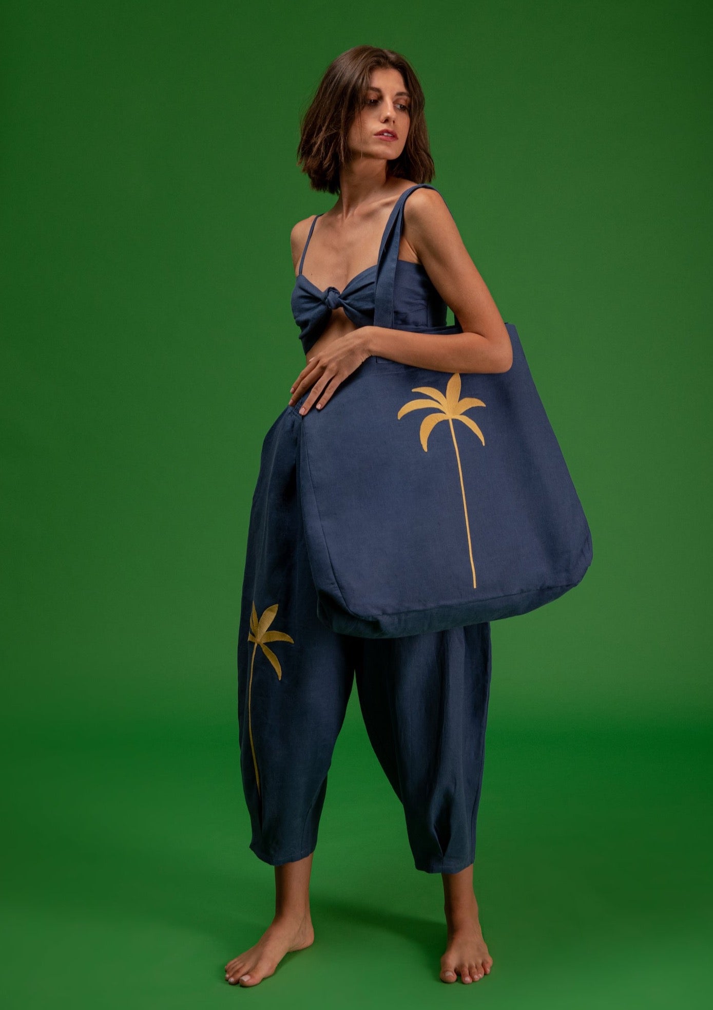 Galeria-Caraiva Navy Blue Palm Bag-Justbrazil