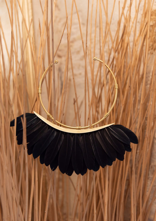 Artemis Black Feather Necklace