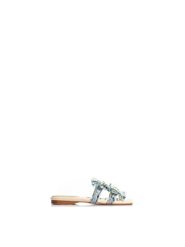 Alethea Flat Mules Tweed Light Blue