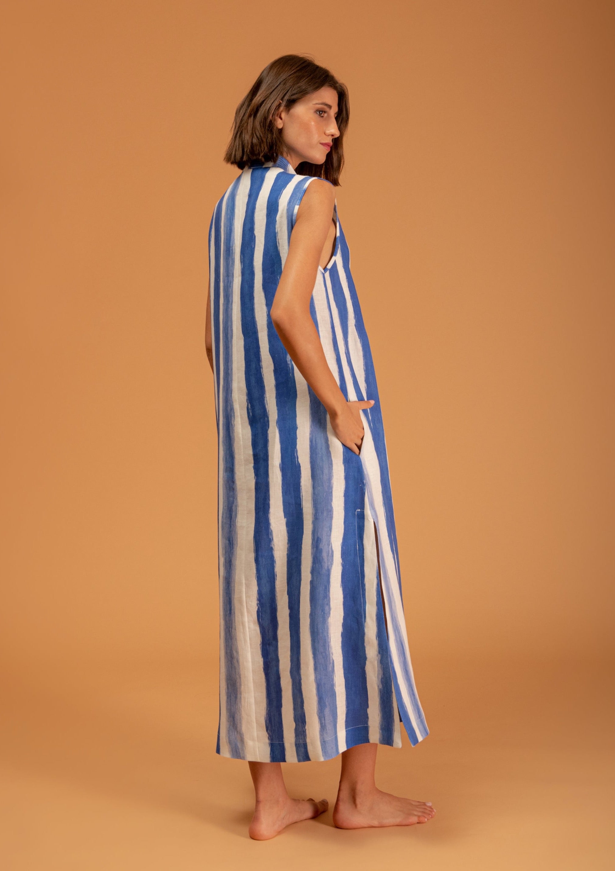Galeria-Frade Blue Stripes Dress-Justbrazil