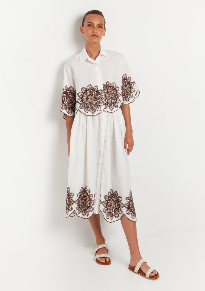 Kori-Fraser White Brown Skirt-Justbrazil